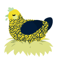 A yellow and tumblr chicken with a double-lace pattern
