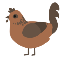 A brown and bark chicken with a neck-speckle pattern