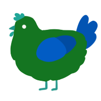 A leaf and ultramarine chicken