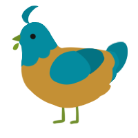 A gold and sea chicken with a head pattern