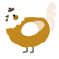 A ochre and cream chicken with a head pattern