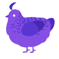 A blurple and indigo chicken with a half-lace pattern