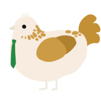 A cream and gold chicken with a neck-speckle pattern