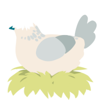 A cream and silver chicken with a neck-speckle pattern