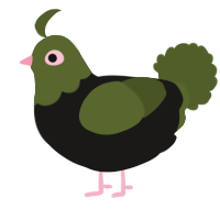 A sable and olive chicken with a head pattern