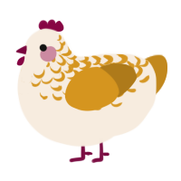 A cream and ochre chicken with a half-lace pattern