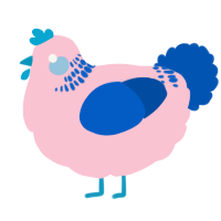 A rose and ultramarine chicken with a neck-band pattern