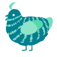 A sea and mint chicken with a bar pattern