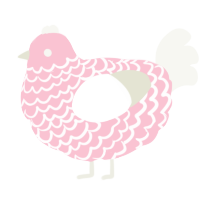 A rose and white chicken with a lace pattern