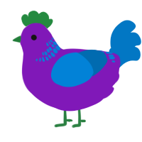 A violet and sapphire chicken with a neck-band pattern