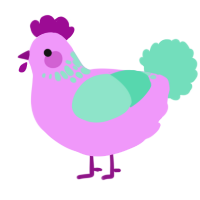 A lavender and mint chicken with a neck-speckle pattern