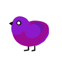 Plum, a plum and violet chicken with a head pattern