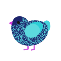 Isla, a navy and aqua chicken with a double-lace pattern