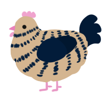 A beige and tumblr chicken with a bar pattern