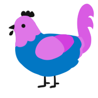 A sapphire and orchid chicken with a head pattern