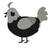 A sable and ash chicken with a head pattern