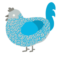 A silver and cerulean chicken with a double-lace pattern