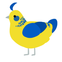 A yellow and ultramarine chicken with a neck-band pattern