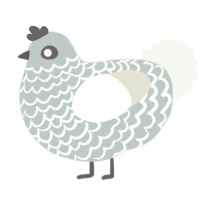 A silver and white chicken with a lace pattern