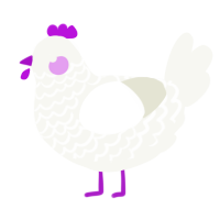 A white chicken with a lace pattern