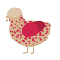 A beige and crimson chicken with a speckle pattern