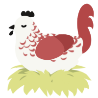 A white and red chicken with a half-lace pattern