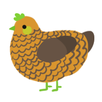 A orange and bark chicken with a lace pattern
