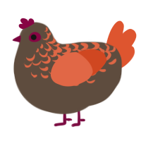 A bark and vermilion chicken with a half-lace pattern