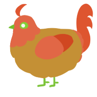 A gold and vermilion chicken with a head pattern