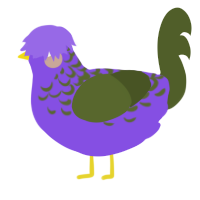 A blurple and olive chicken with a half-lace pattern