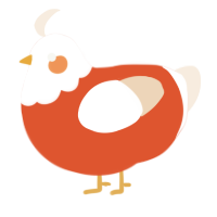 A vermilion and cream chicken with a head pattern
