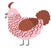 A rose and russet chicken with a lace pattern
