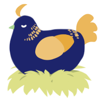 A navy and honey chicken with a neck-band pattern