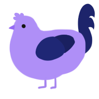 A lilac and navy chicken