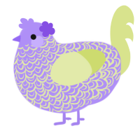 A lilac and lemon chicken with a double-lace pattern