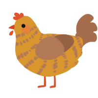 A orange and brown chicken with a bar pattern
