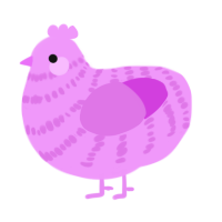 A lavender and orchid chicken with a bar pattern
