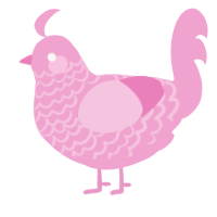 A pink chicken with a lace pattern