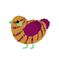 A gold and wine chicken with a bar pattern