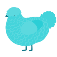 A aqua chicken with a lace pattern