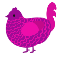 A plum and fuchsia chicken with a lace pattern
