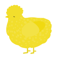 A yellow chicken with a speckle pattern