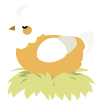 A honey and white chicken with a head pattern