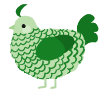 A gluppy and leaf chicken with a lace pattern