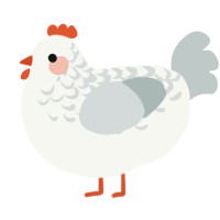 A white and silver chicken with a half-lace pattern