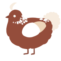 A russet and cream chicken with a neck-speckle pattern