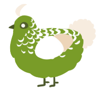 A chartreuse and cream chicken with a half-lace pattern