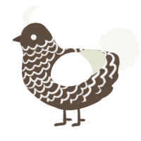 A bark and white chicken with a lace pattern