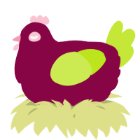A maroon and lime chicken