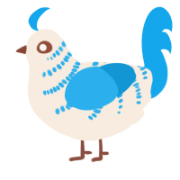 A cream and sky chicken with a half-bar pattern